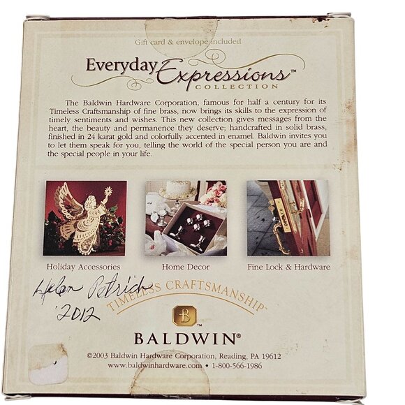 Baldwin Ornament Brass Everyday Expressions Peace Good Will To Men Christmas - Picture 6 of 12